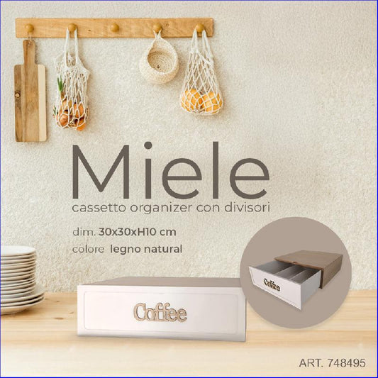 COSENTINO MIELE CASSETTO ORGANIZER CON DIVISORI PORTA CIALDE CM.30X30X10H COLORI ASSORTITI