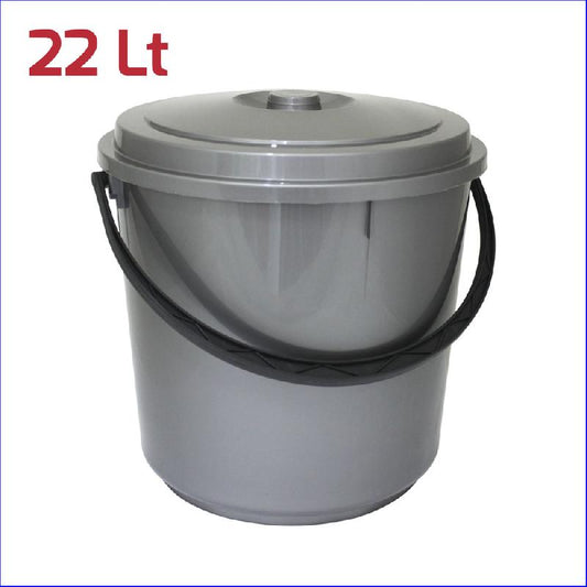 RECA PLAST BIDONE IMMONDIZIA CON COPERCHIO 22LT SILVER