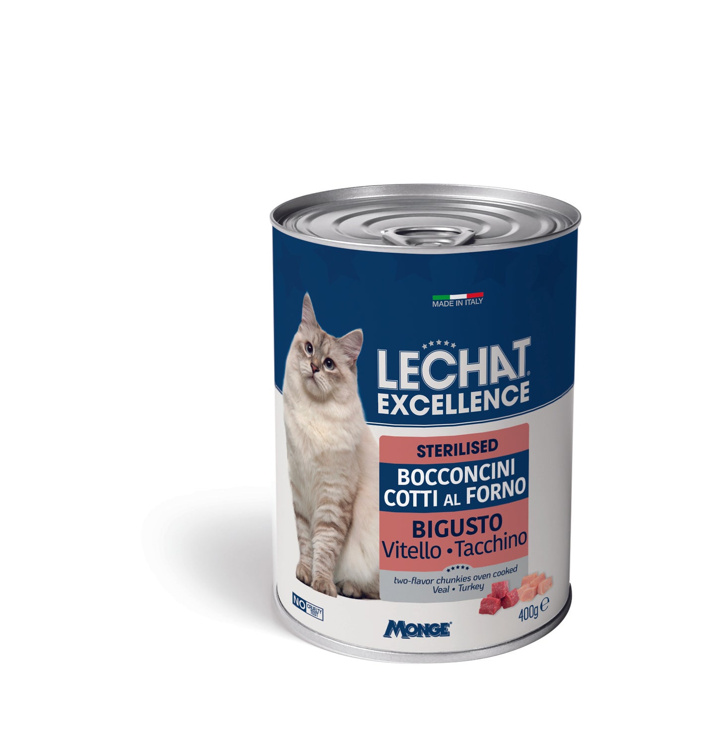 LECHAT EXCELLENCE BOCCONCINI 400G STERILISED BIGUSTO VITELLO TACCHINO