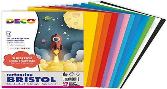 CWR DECO 15 CARTONCINI BRISTOL A3 25X35 GR200 ASSORTITI