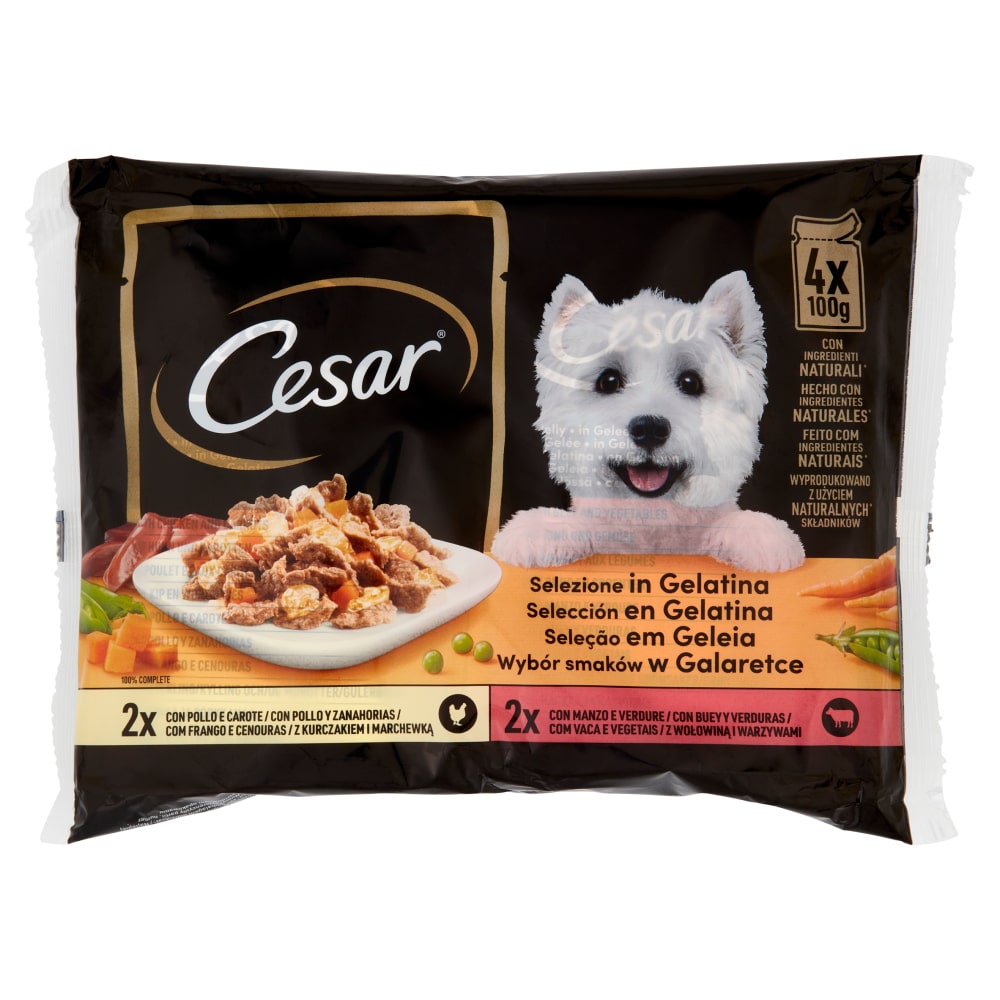 CESAR 4X100GR SELEZIONE IN GELATINA 2X POLLO E VERDURE / 2X MANZO E CAROTE