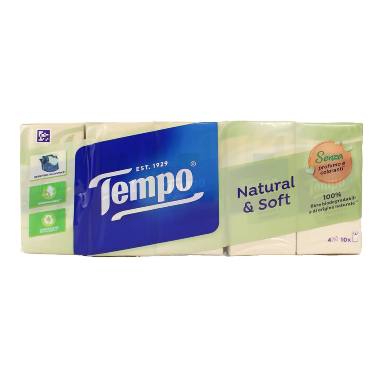 TEMPO FAZZOLETTI NATURAL & SOFT 4 VELI X10