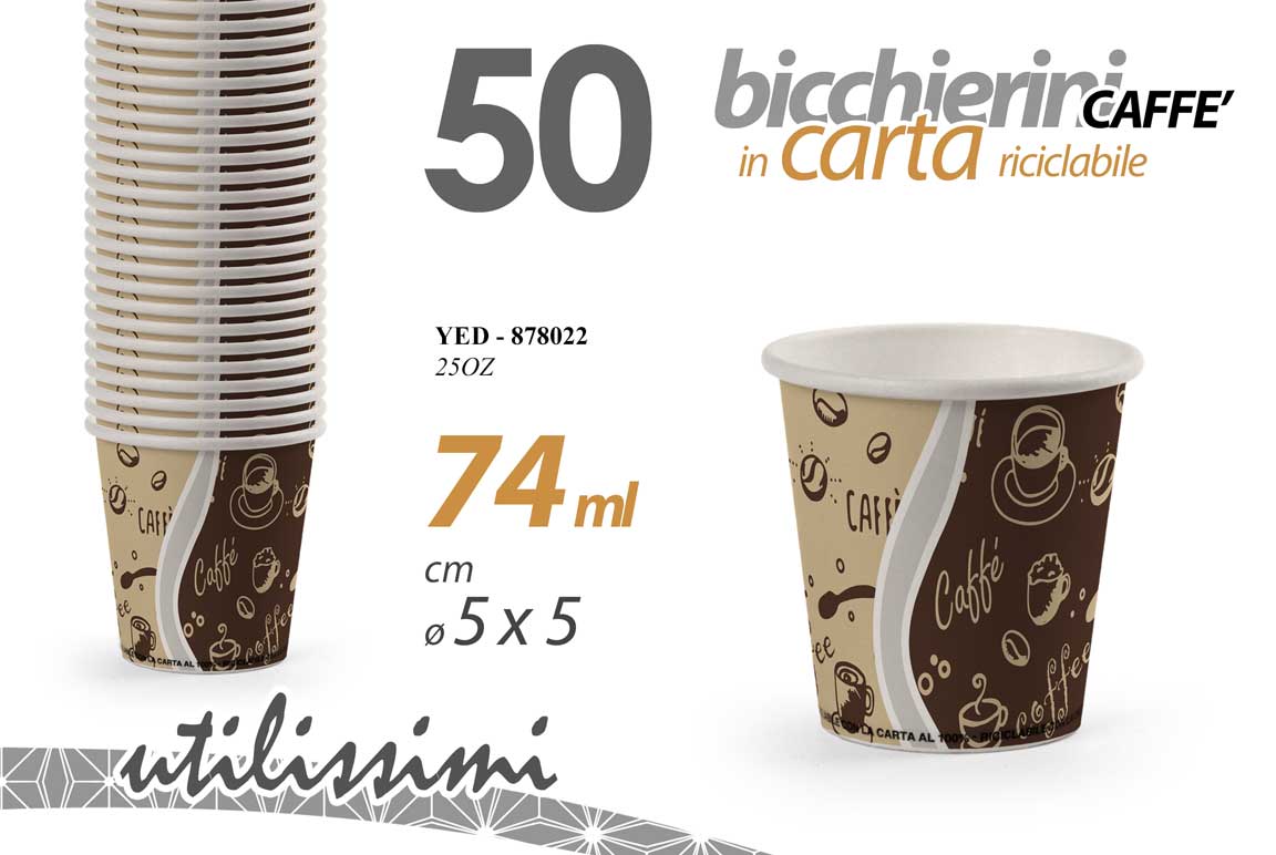 GICOS 50 BICCHIERINI CAFFE' IN CARTA RICICLABILE 74ML 2,5OZ