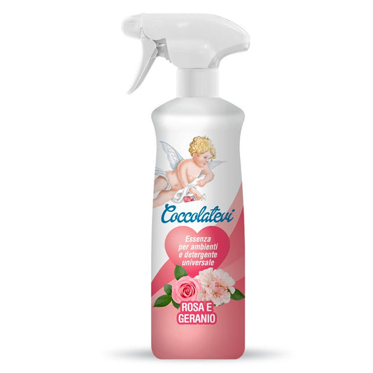 COCCOLATEVI ESSENZA PER AMBIENTI E DETERGENTE UNIVERSALE 750ML ROSA E GERANIO