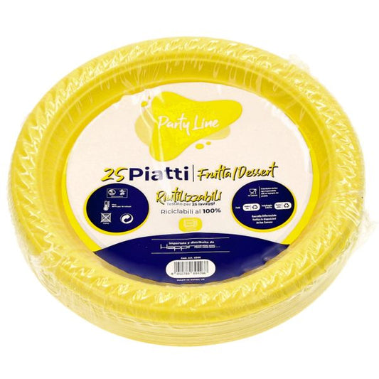 PARTY LINE 25 PIATTI FRUTTA/DESSERT CM.15 RIUTILIZZABILI GIALLO