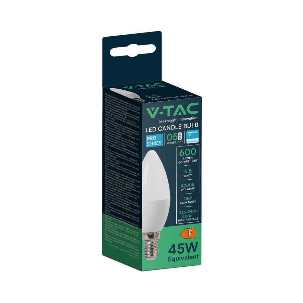 V-TAC LED OLIVA 6,5W=45 4000K 600 LUMEN