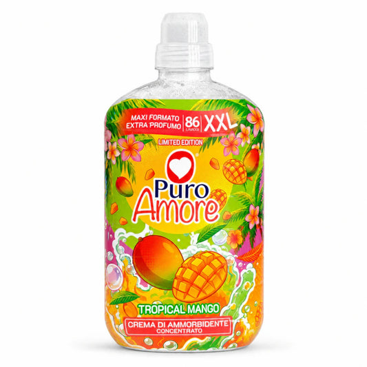 PURO AMORE CREMA DI AMMORBIDENTE CONCENTRATO XXL 1,806L 86 LAVAGGI TROPICAL MANGO LIMITED EDITION