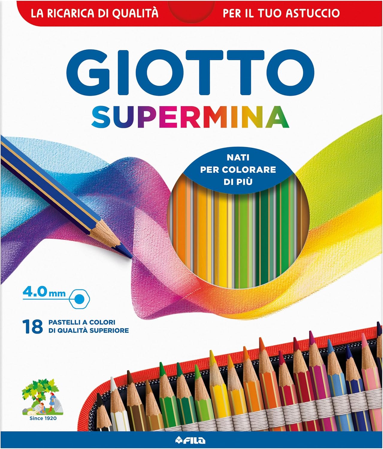 GIOTTO SUPERMINA 18 PASTELLI A COLORI 3,8MM